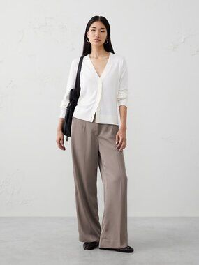 Banana Republic Factory High Rise Wide Leg Pants Latte color